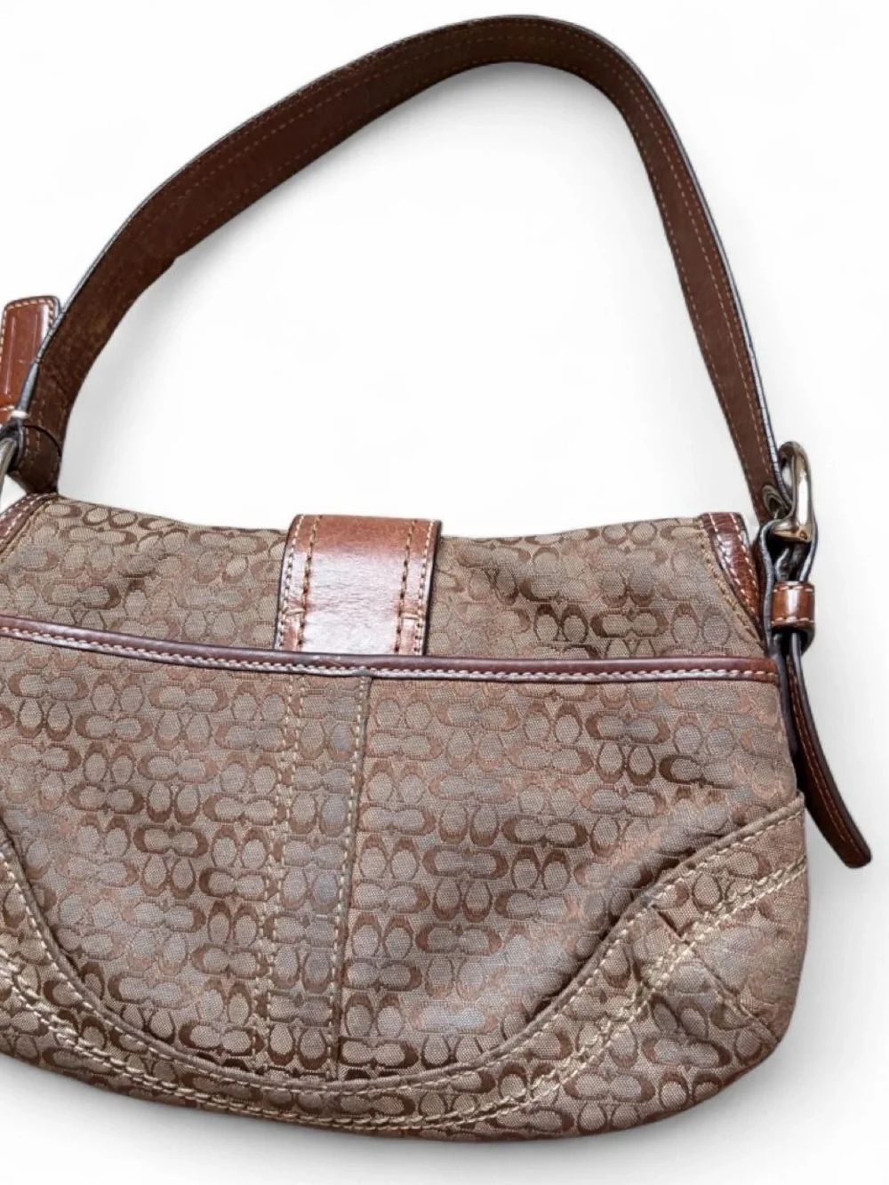 Coach Tan & Brown Signature Canvas Shoulder Bag